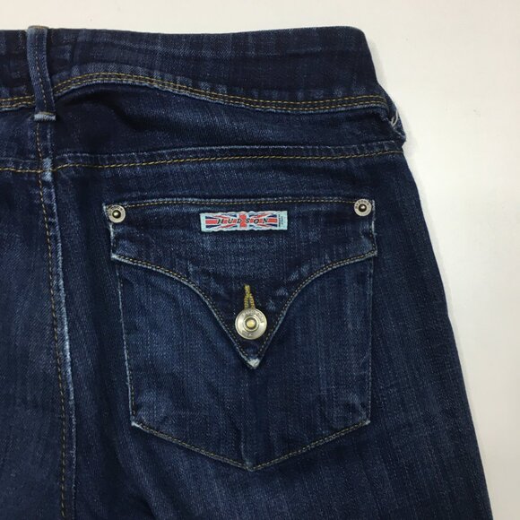 HUDSON Dark Wash COLLIN FLAP Fray Raw Hem 5 Pocket Logo Hardware Skinny Jeans - Picture 11 of 13